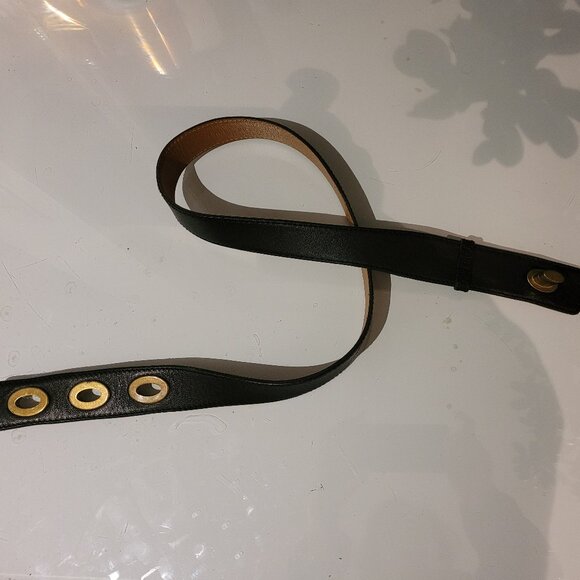 Miu Miu Black Leather Belt with Brass Accents Size M/L - Picture 6 of 11